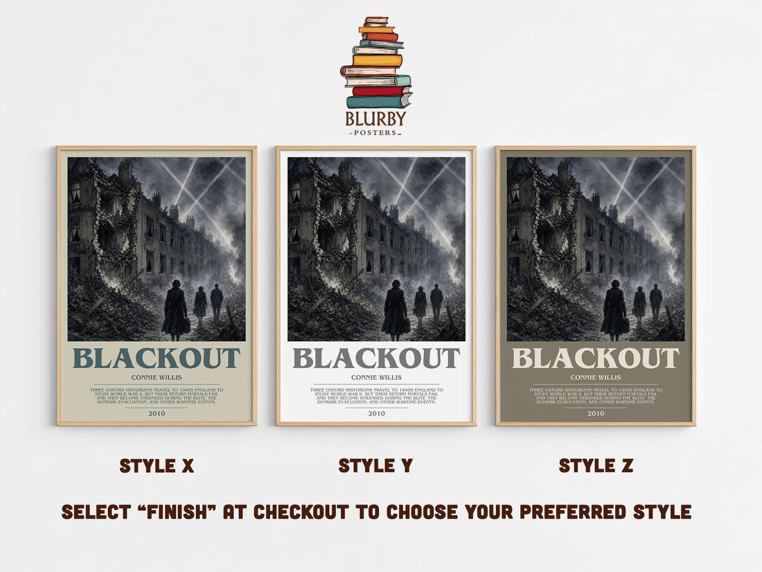 Blackout bookish print in frame leaning in hallway – sci fi wall art (mockup)