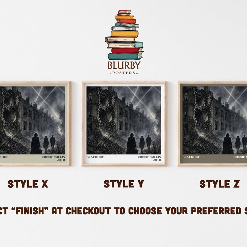 Blackout literary print in frame leaning in hallway – sci fi wall art