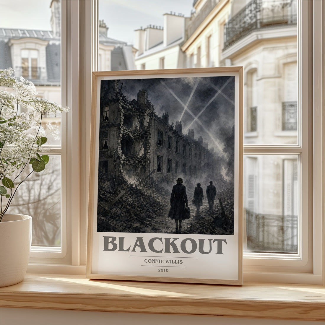 Blackout book cover poster colour and style options – Connie Willis book art