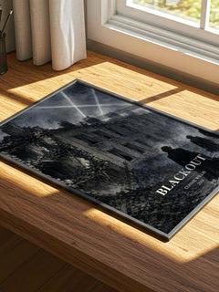 Blackout watercolour book poster framed on wall – sci fi wall art