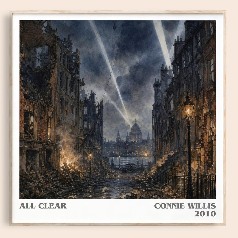 All Clear literary book poster by Connie Willis – framed literary art print