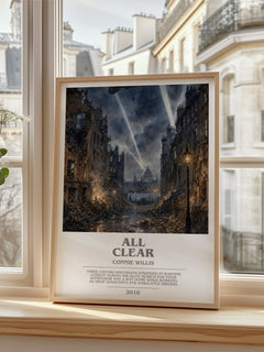 All Clear bookish poster colour and style options – Connie Willis book art