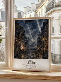 All Clear book cover poster colour and style options – Connie Willis book art