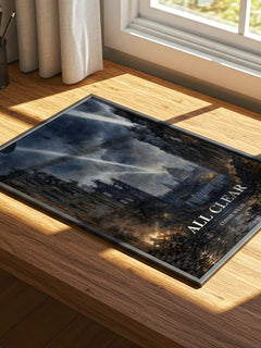 All Clear watercolour book poster framed on wall – sci fi wall art