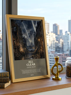 All Clear bookish print framed by window – literary home decor