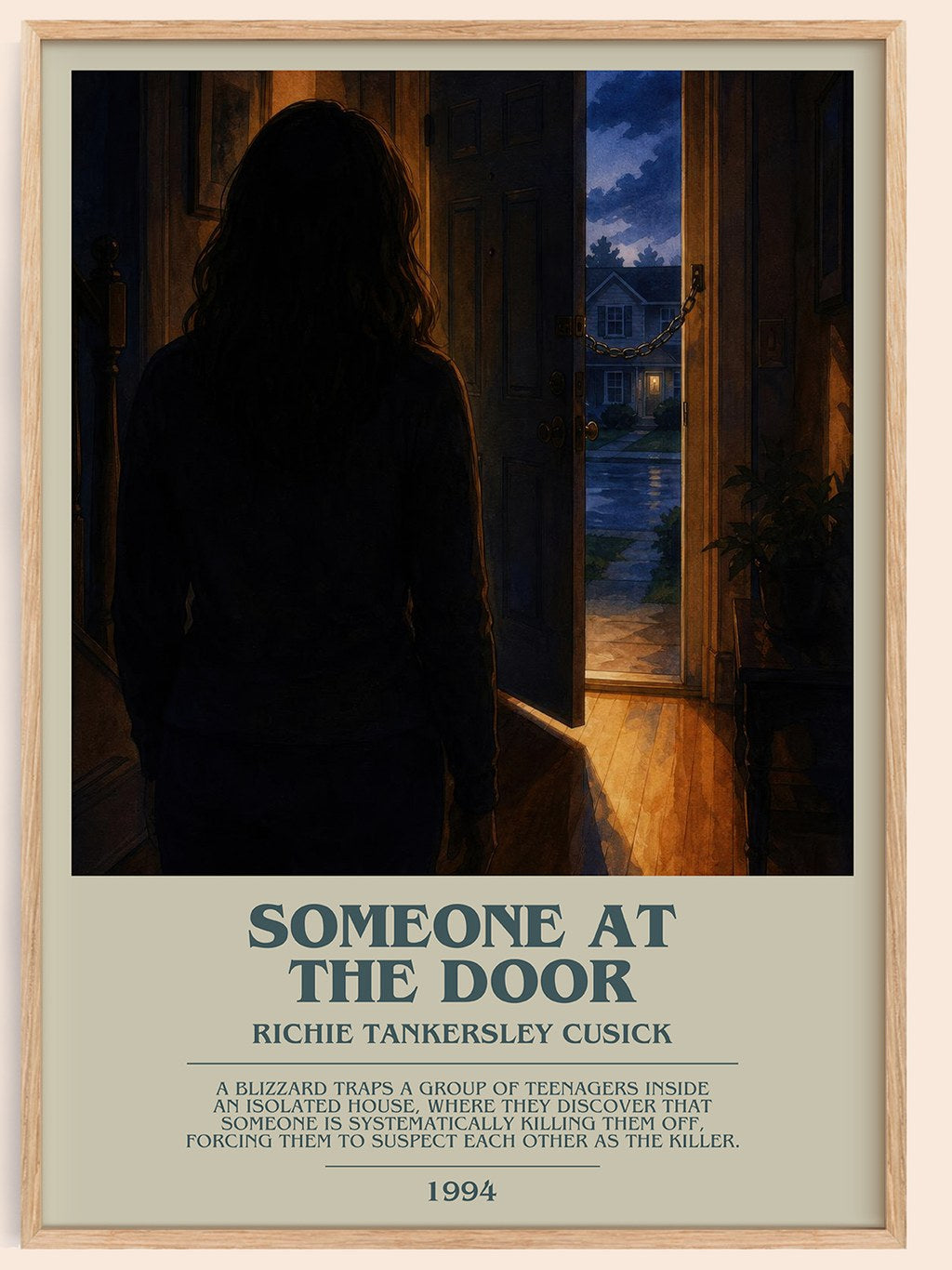 Someone at the door bookish book poster by Richie Tankersley Cusick – framed literary art print