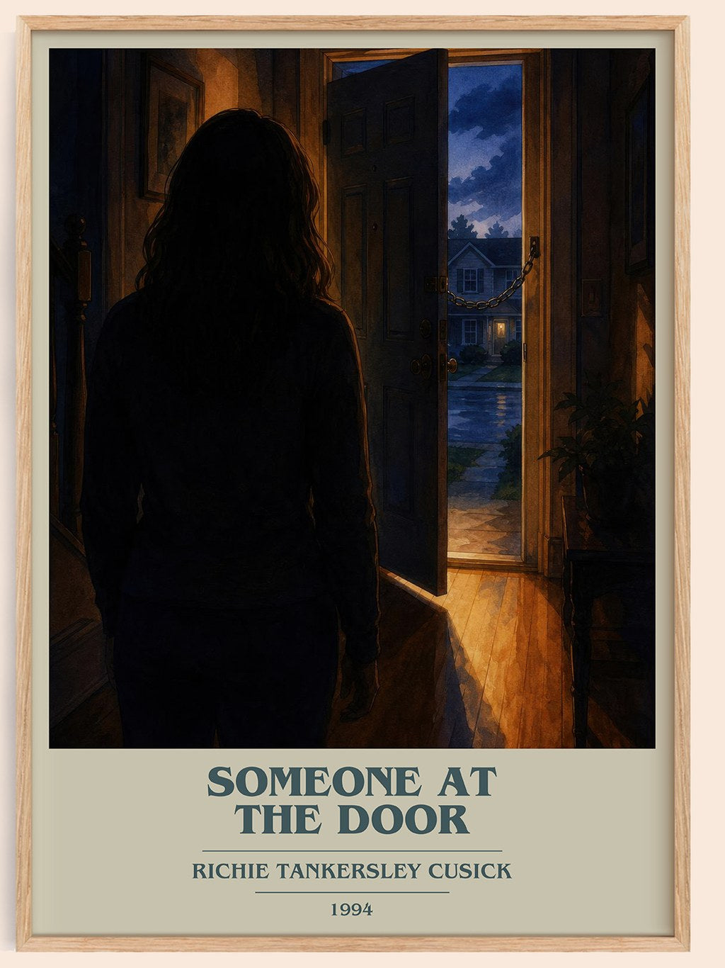 Someone at the door book cover book poster by Richie Tankersley Cusick – framed literary art print