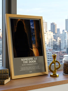 Someone at the door bookish print framed by window – literary home decor