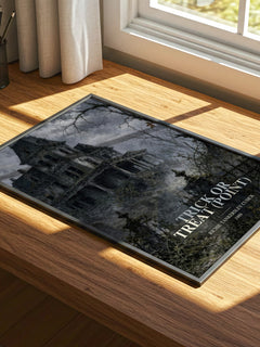 Trick or Treat (Point) watercolour book poster framed on wall – horror wall art
