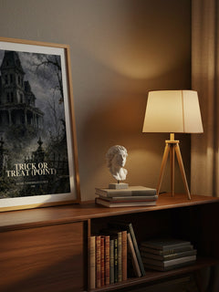 Trick or Treat (Point) watercolour print on bookshelf – Richie Tankersley Cusick fan gift