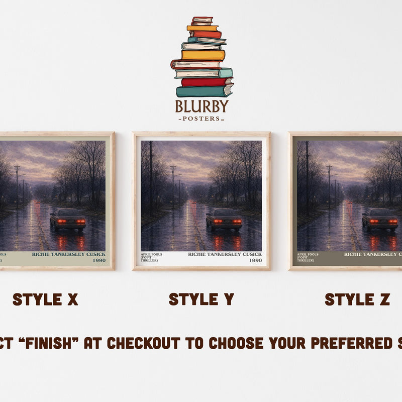 April Fools (Point Thriller) literary print in frame leaning in hallway – thriller wall art