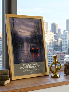 April Fools (Point Thriller) book cover print framed by window – literary home decor