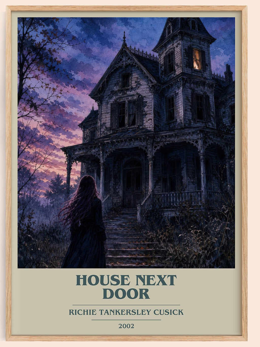 House Next Door book cover book poster by Richie Tankersley Cusick – framed literary art print