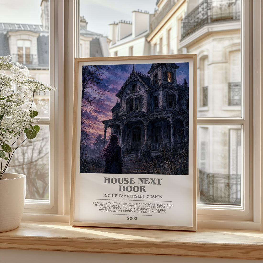 House Next Door bookish poster colour and style options – Richie Tankersley Cusick book art