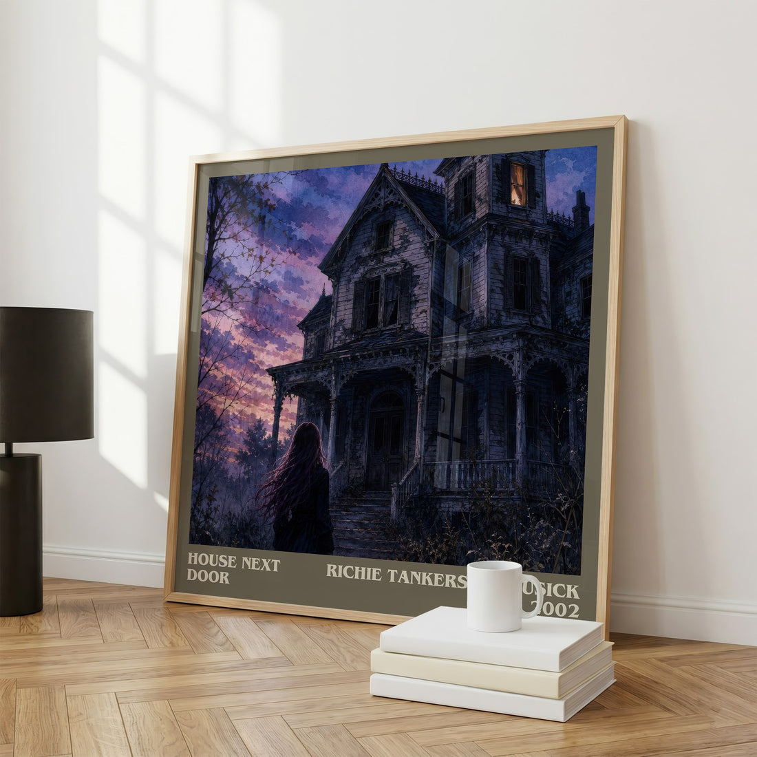 House Next Door literary print framed by window – literary home decor