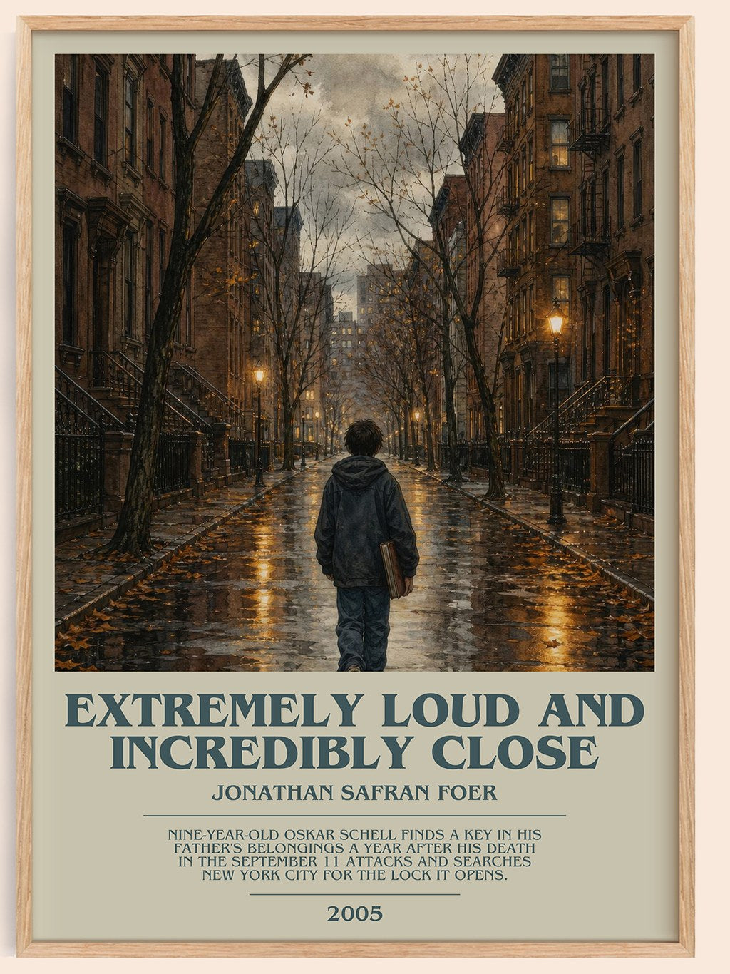 Extremely Loud and Incredibly Close bookish book poster by Jonathan Safran Foer – framed literary art print