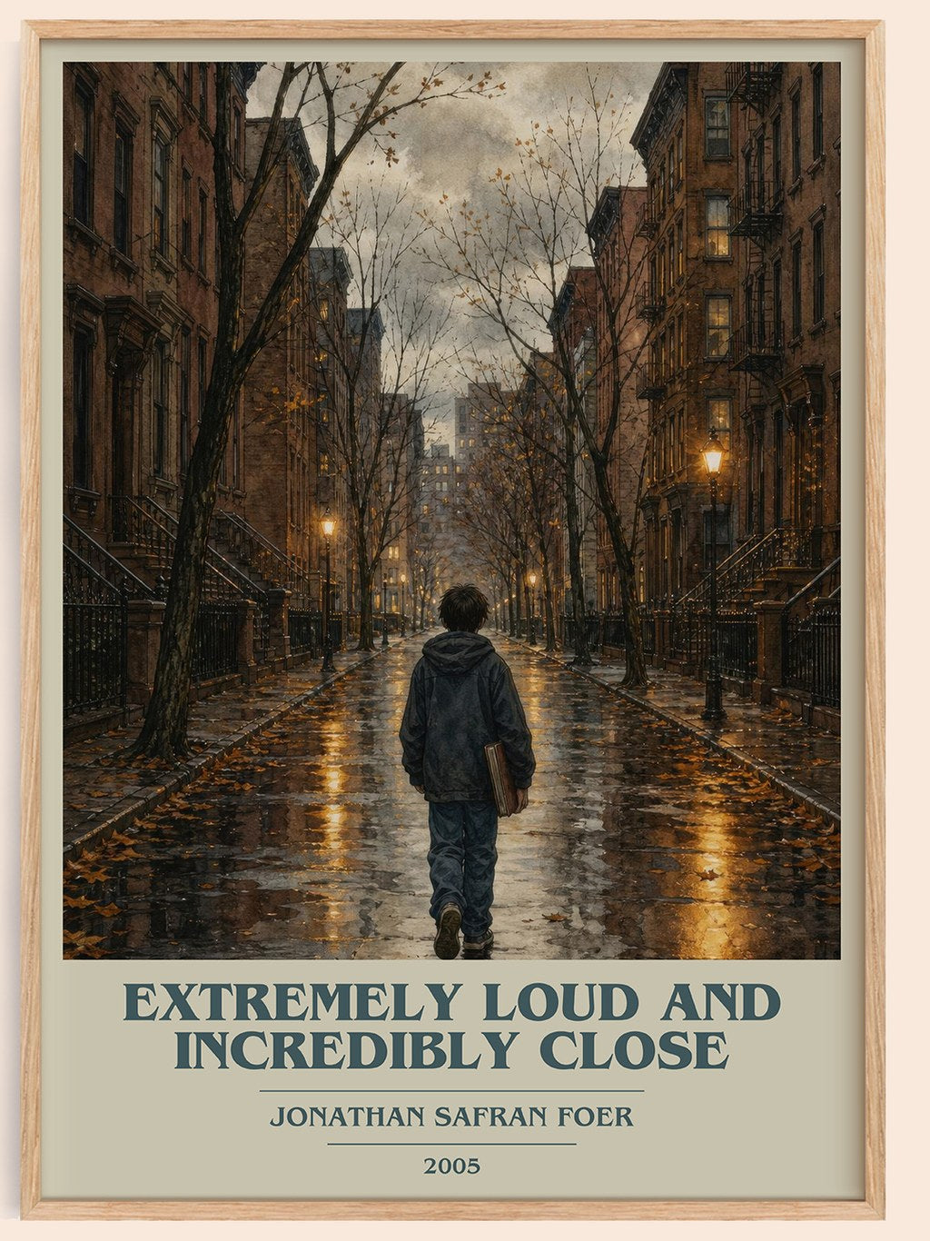 Extremely Loud and Incredibly Close book cover book poster by Jonathan Safran Foer – framed literary art print
