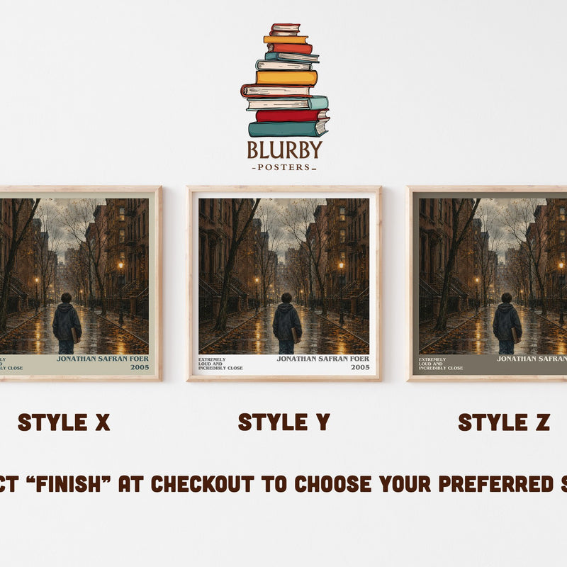 Extremely Loud and Incredibly Close literary print in frame leaning in hallway – contemporary fiction wall art