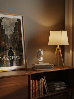 Extremely Loud and Incredibly Close watercolour print on bookshelf – Jonathan Safran Foer fan gift