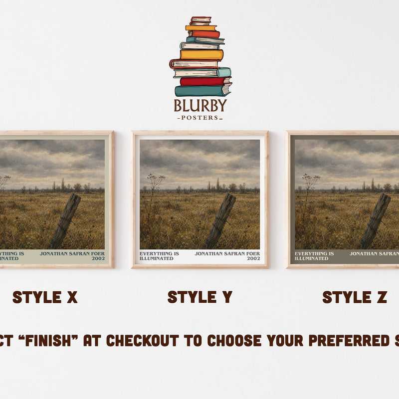 Everything Is Illuminated literary print in frame leaning in hallway – contemporary fiction wall art