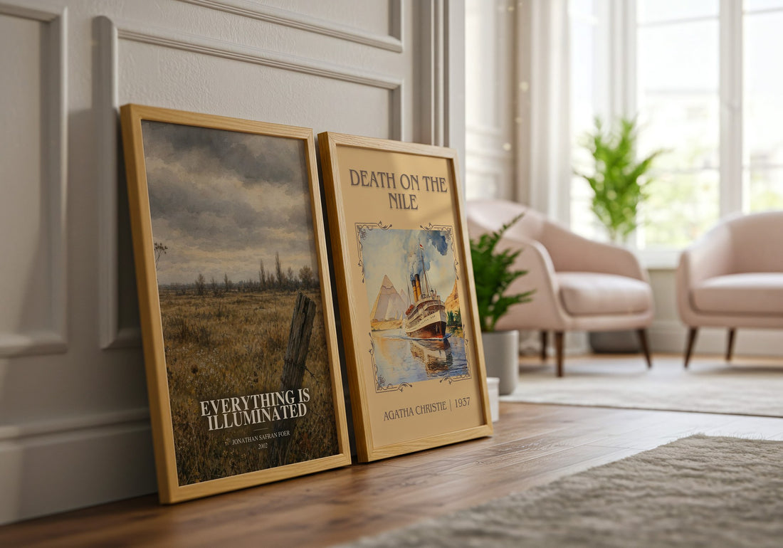 Everything Is Illuminated watercolour print framed by window – literary home decor