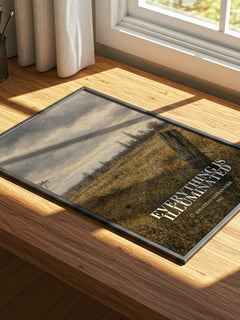 Everything Is Illuminated watercolour book poster framed on wall – contemporary fiction wall art