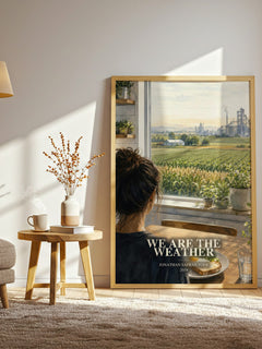 We are the weather watercolour print in frame leaning in hallway – non fiction wall art