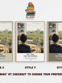 We are the weather book cover print in frame leaning in hallway – non fiction wall art