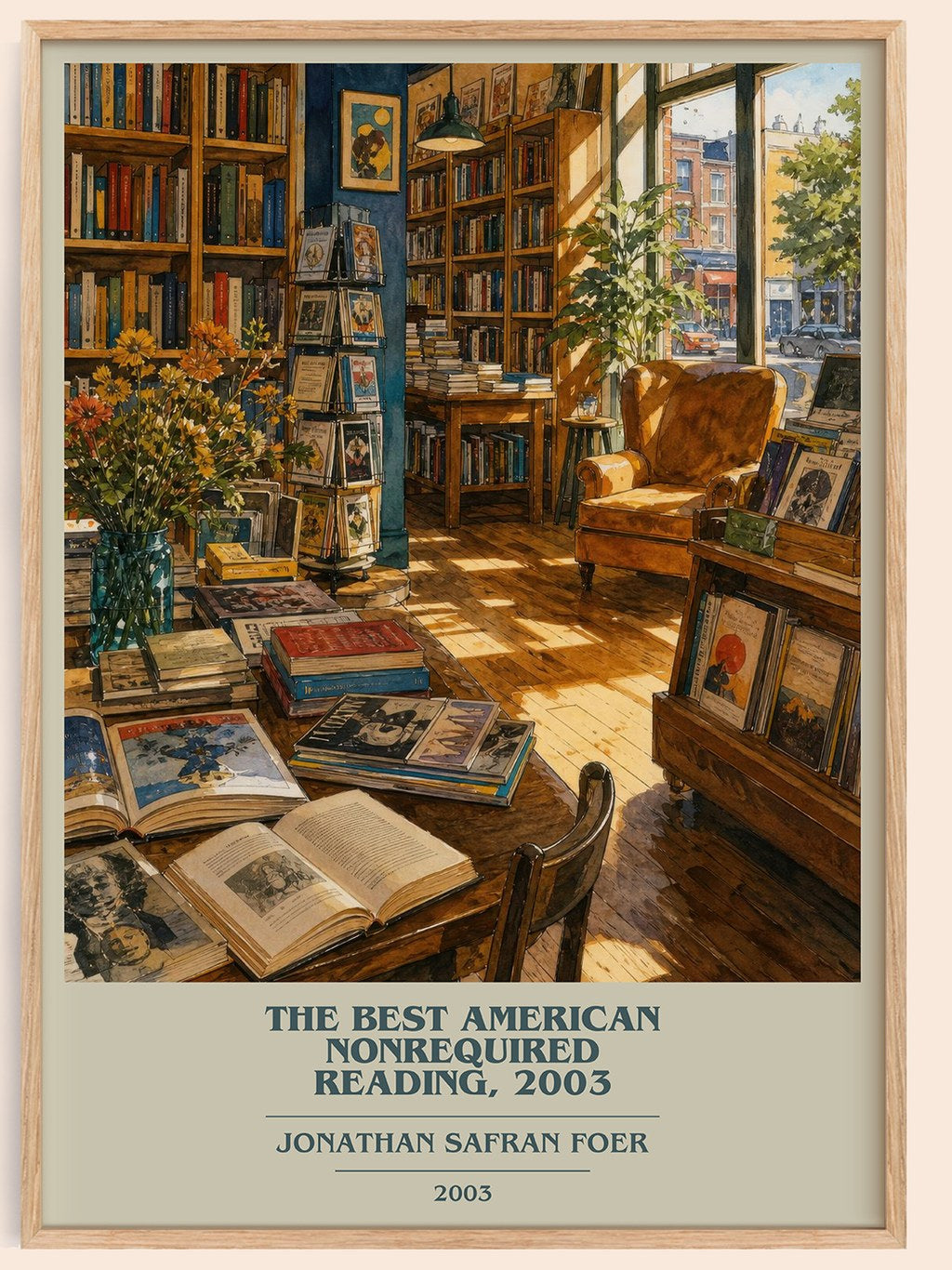 The best American nonrequired reading, 2003 book cover book poster by Jonathan Safran Foer – framed literary art print