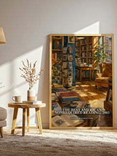 The best American nonrequired reading, 2003 watercolour print in frame leaning in hallway – non fiction wall art