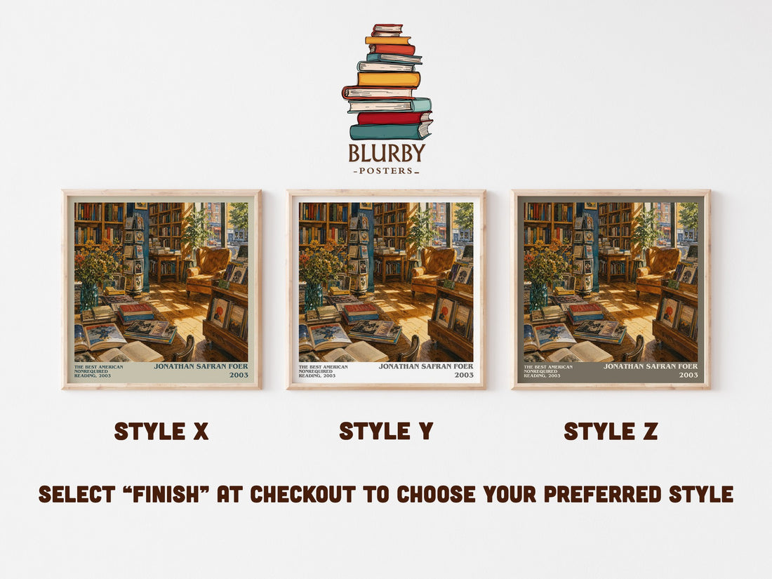 The best American nonrequired reading, 2003 literary print in frame leaning in hallway – non fiction wall art (mockup)