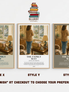The Family Way bookish print in frame leaning in hallway – romance wall art