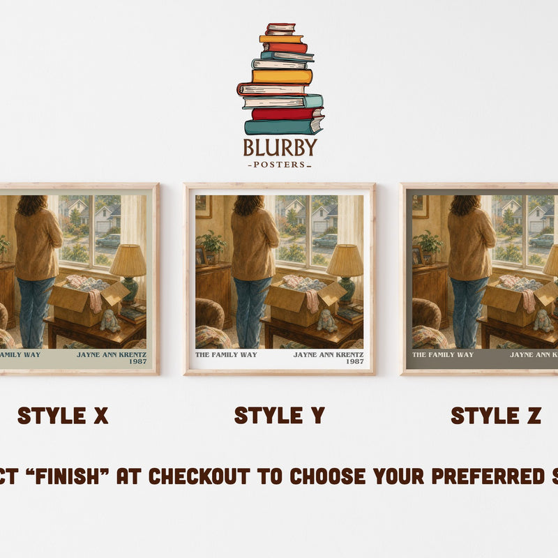 The Family Way literary print in frame leaning in hallway – romance wall art