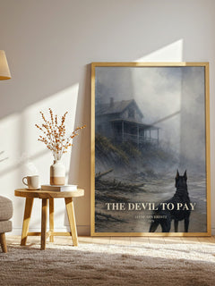 The Devil To Pay watercolour print in frame leaning in hallway – romance wall art