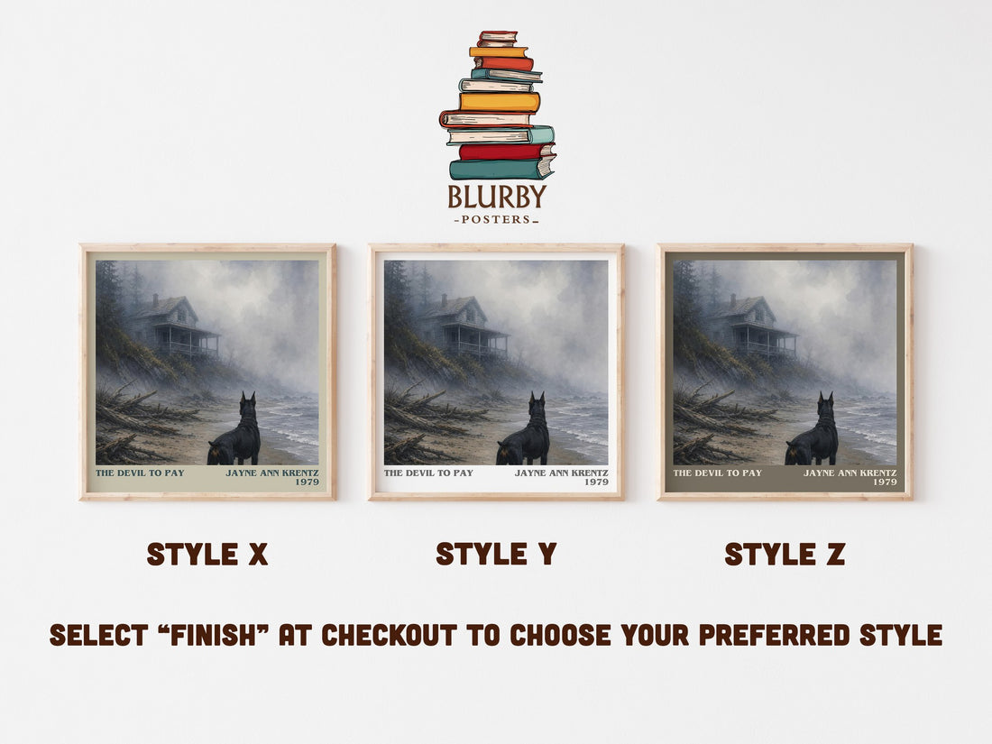 The Devil To Pay literary print in frame leaning in hallway – romance wall art (mockup)