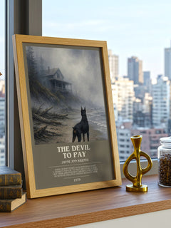 The Devil To Pay bookish print framed by window – literary home decor