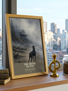 The Devil To Pay book cover print framed by window – literary home decor