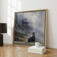 The Devil To Pay literary print framed by window – literary home decor