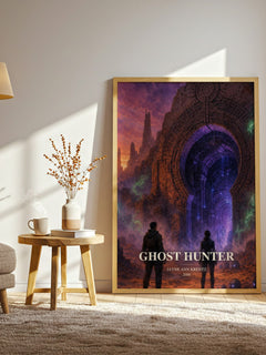 Ghost Hunter watercolour print in frame leaning in hallway – romance wall art