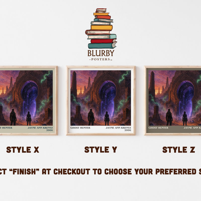 Ghost Hunter literary print in frame leaning in hallway – romance wall art