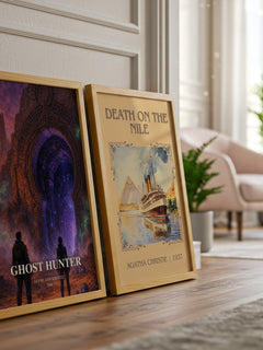 Ghost Hunter watercolour print framed by window – literary home decor