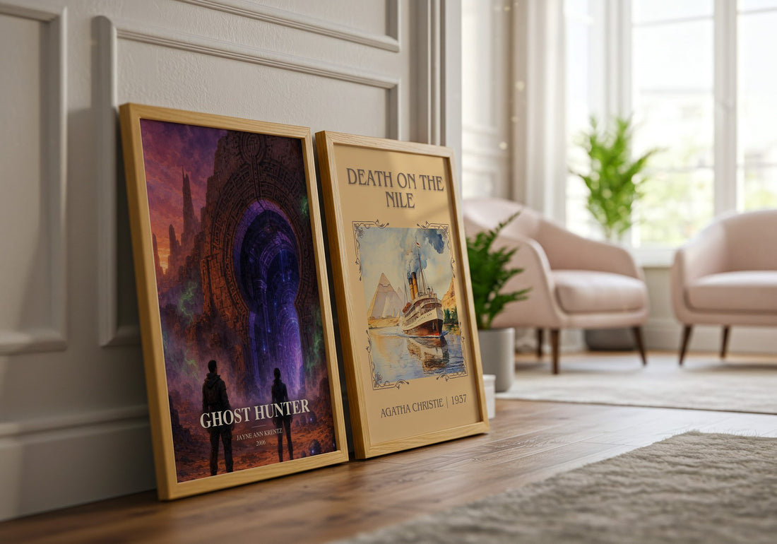Ghost Hunter watercolour print framed by window – literary home decor