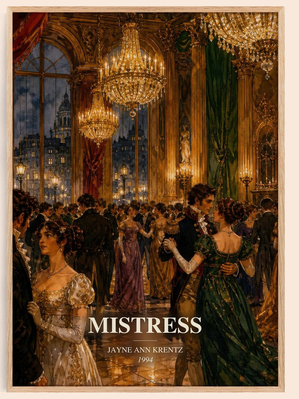 Mistress watercolour book poster by Jayne Ann Krentz – framed literary art print