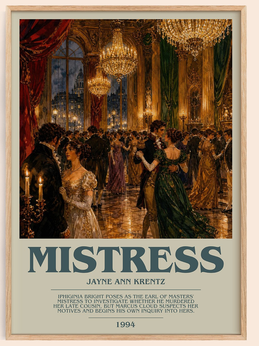 Mistress bookish book poster by Jayne Ann Krentz – framed literary art print