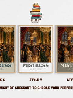Mistress book cover print in frame leaning in hallway – romance wall art