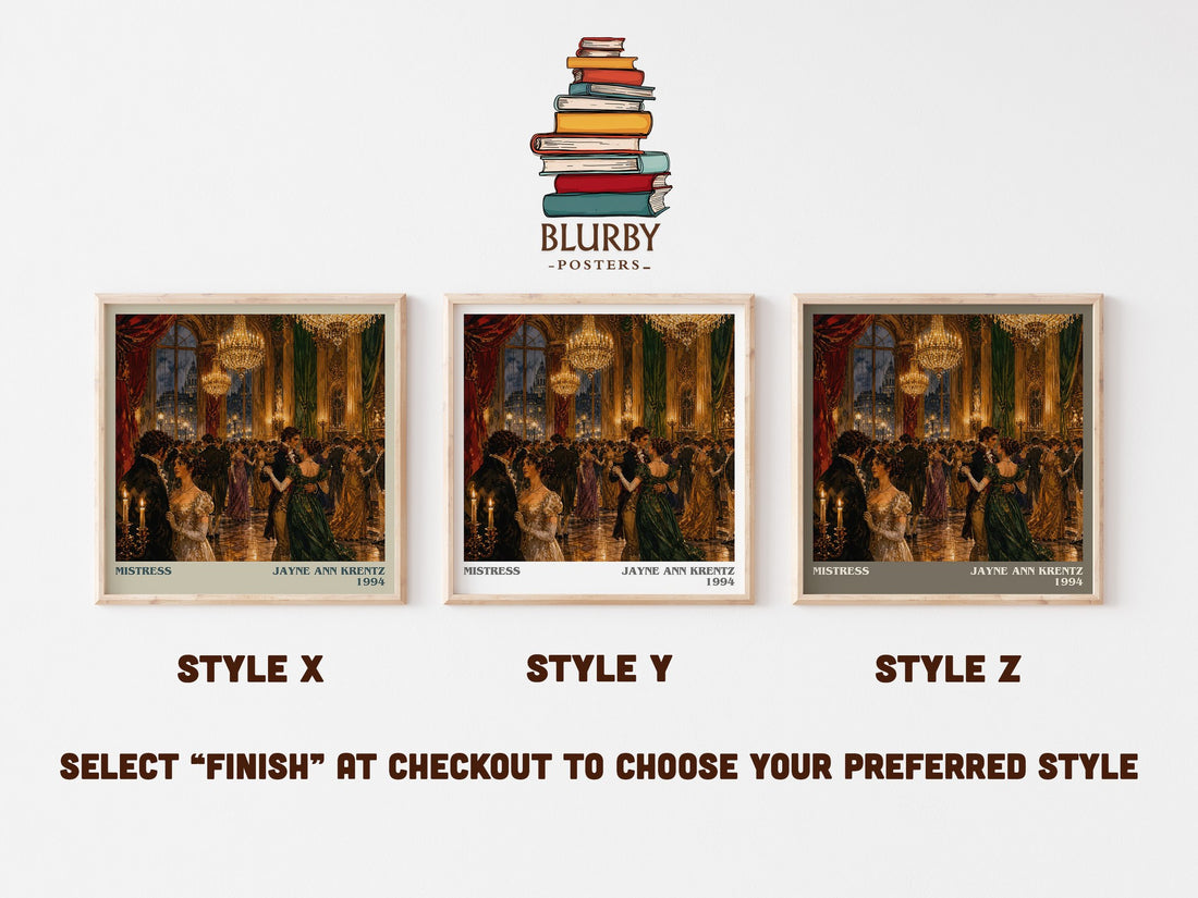 Mistress literary print in frame leaning in hallway – romance wall art (mockup)