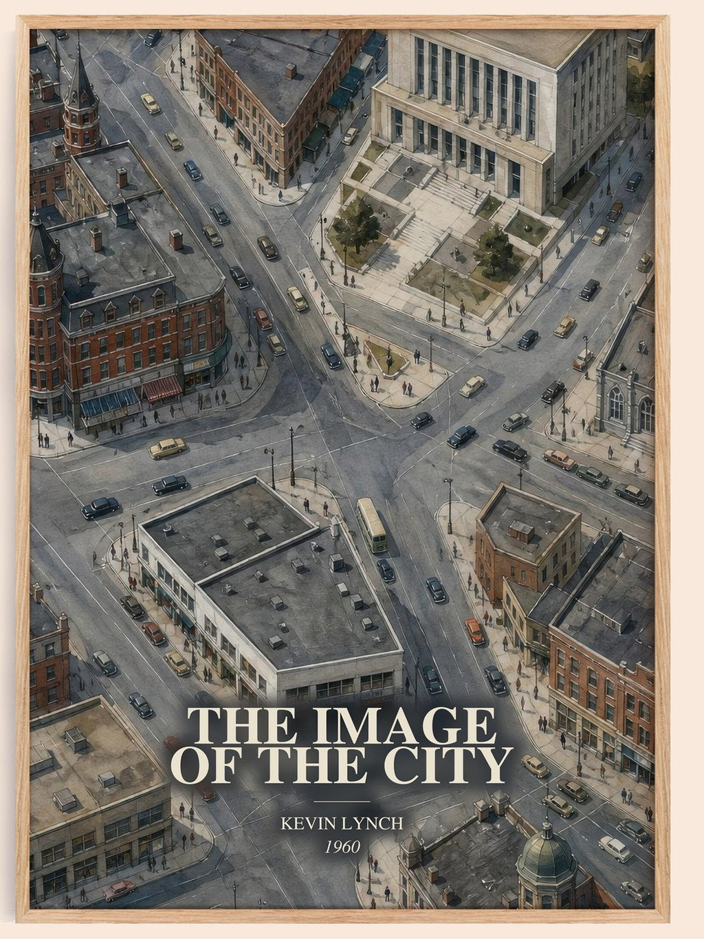 The Image of the City watercolour book poster by Kevin Lynch – framed literary art print
