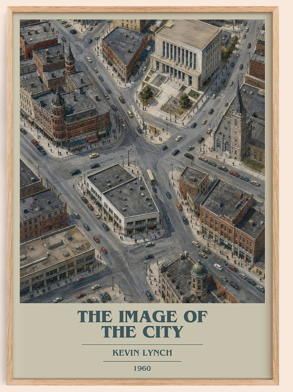 The Image of the City book cover book poster by Kevin Lynch – framed literary art print