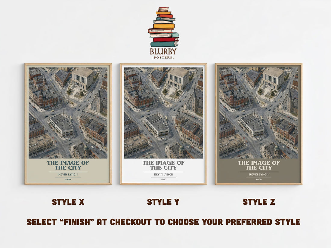 The Image of the City book cover print in frame leaning in hallway – non fiction wall art (mockup)