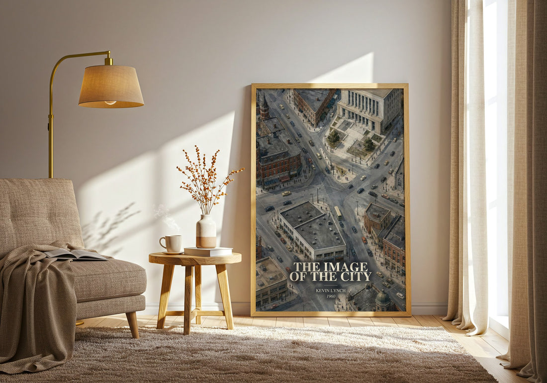 The Image of the City watercolour print in frame leaning in hallway – non fiction wall art